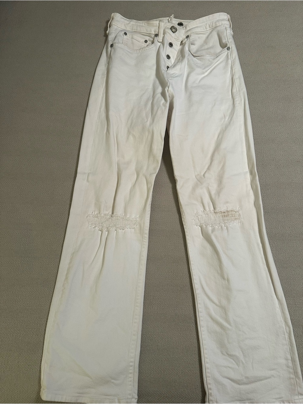 rag & bone White Wide-Leg Distressed Jeans